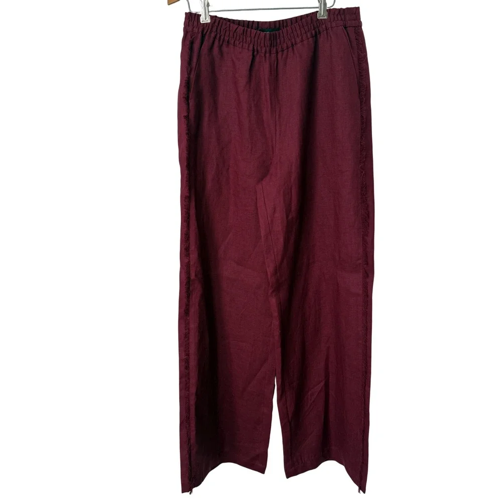 mango LINEN SUIT PANTS WITH FRAYED ENDS NWT medium
